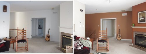 The family room, before and after.